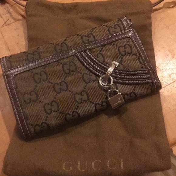 Gucci Handbags - GUCCI SLVR Logo Monogram Brwn CanvasW Lthr Wallet