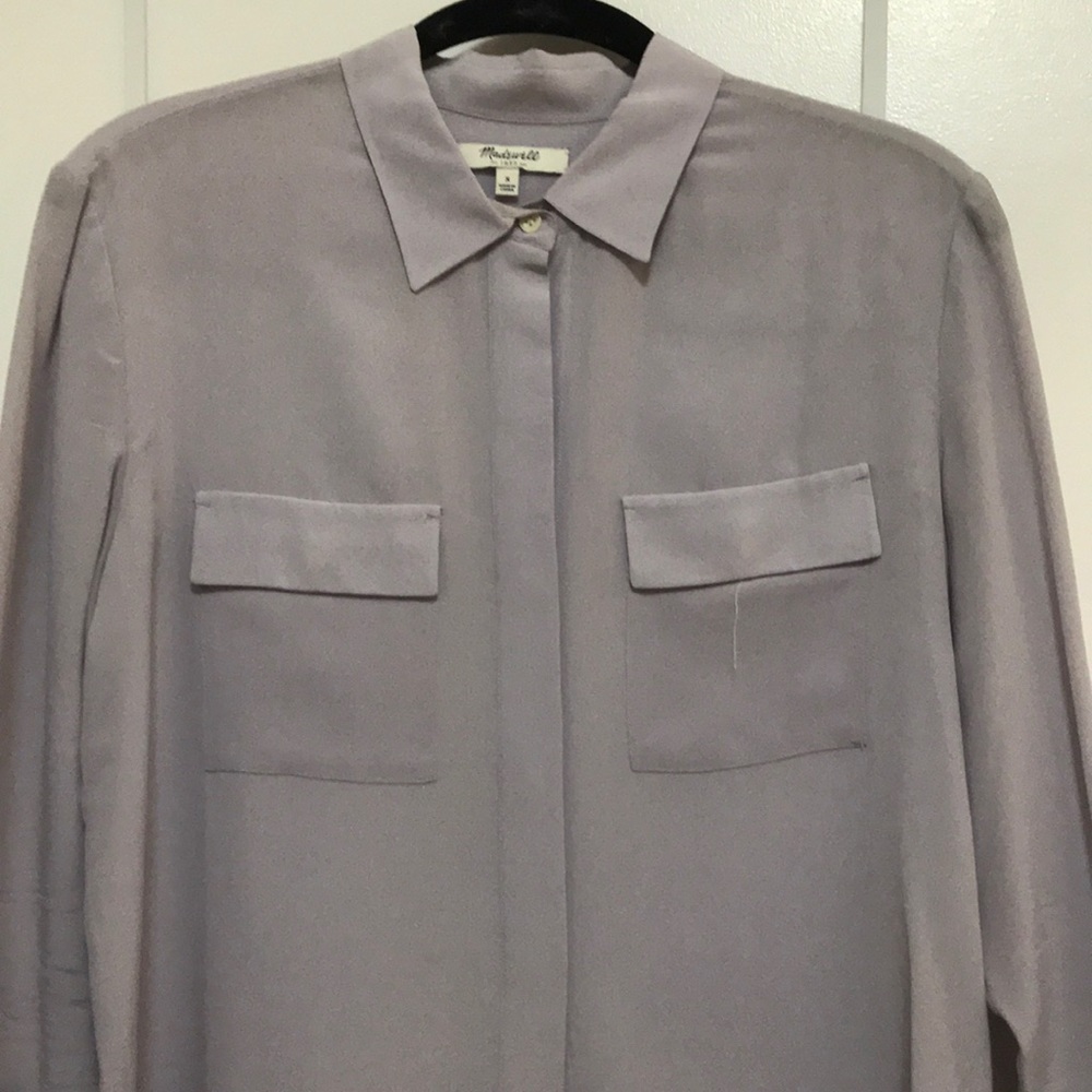 Lavender silk button down from Madewell