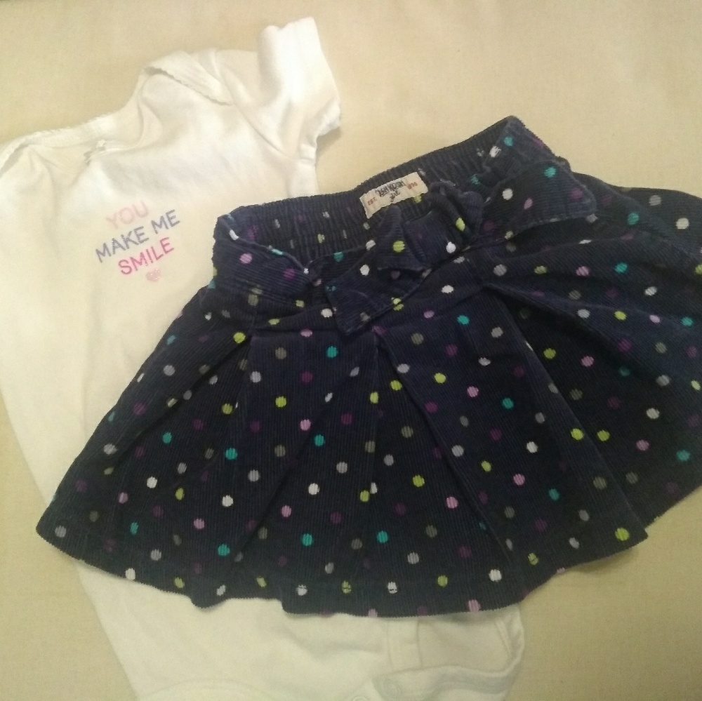 Baby girl outfit polka dot skirt