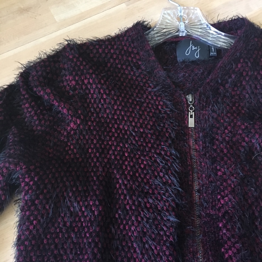 Burgundy Fuzzy Cardigan/Jacket Medium Size