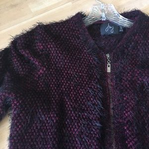Burgundy Fuzzy Cardigan/Jacket Medium Size