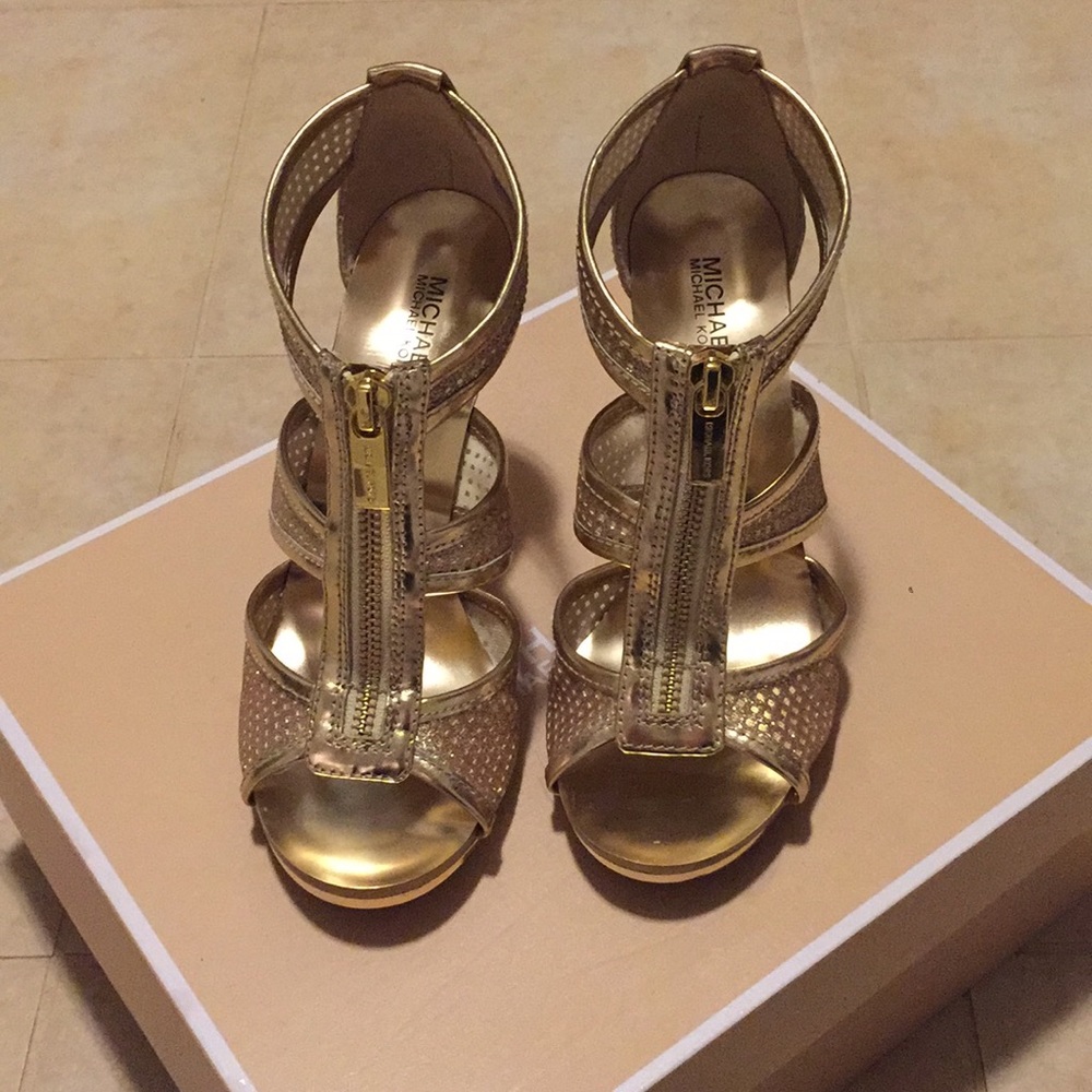 Michael Kors gold sparkly heels