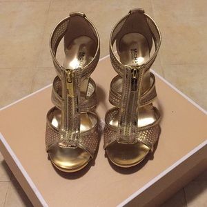 Michael Kors gold sparkly heels