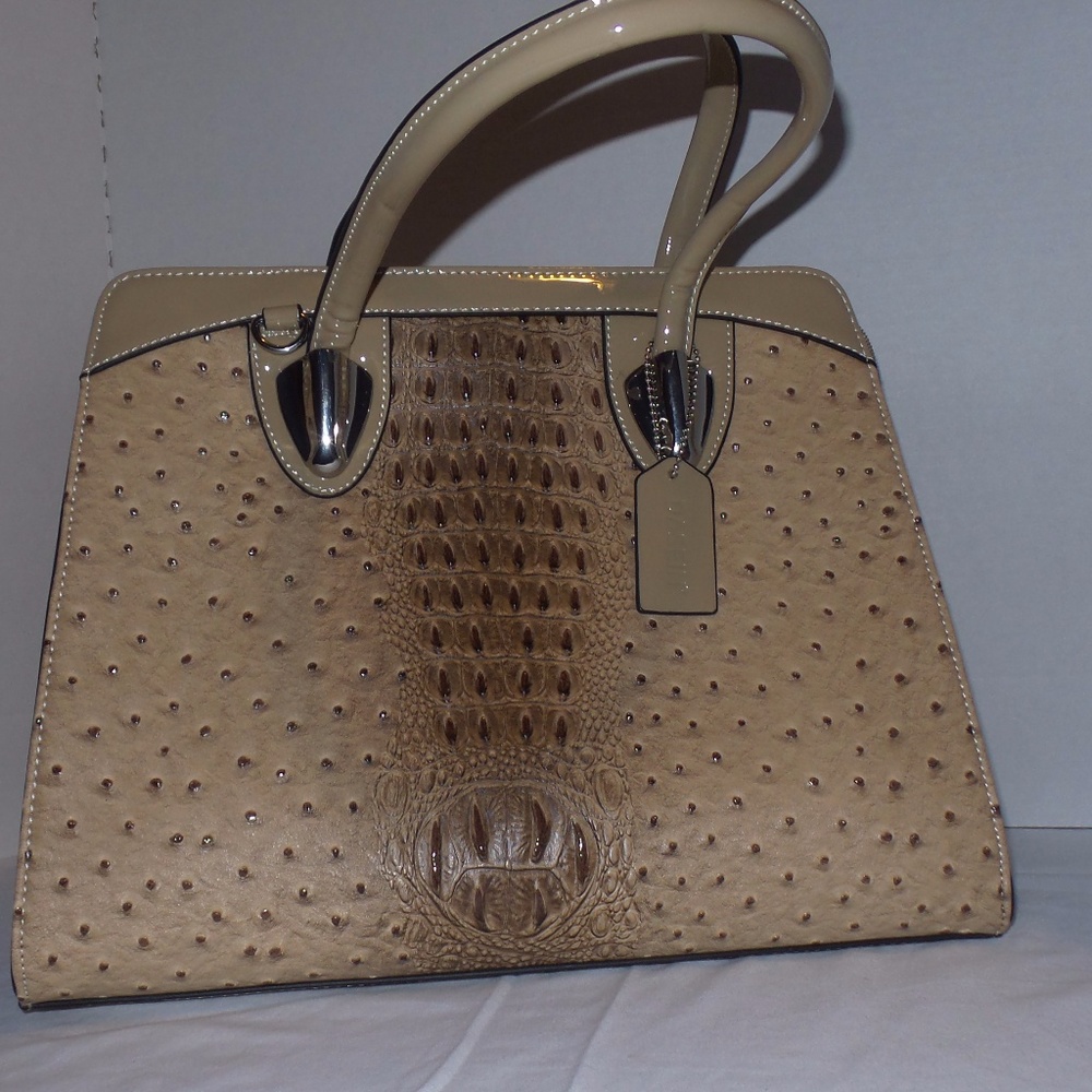 Structured Faux Leather Ostrich handbag