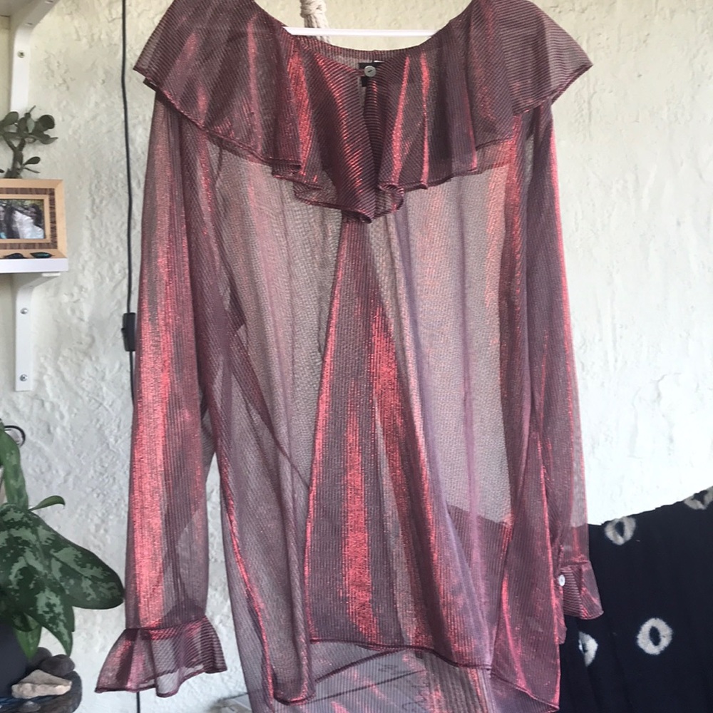 Vintage Sheer Metallic Blouse - Gucci vibes