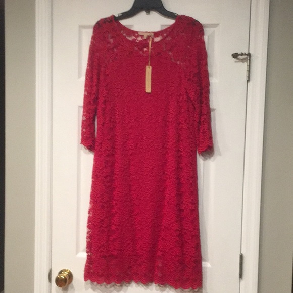 Gibson Latimer Red Lace Dress - Picture 1 of 2