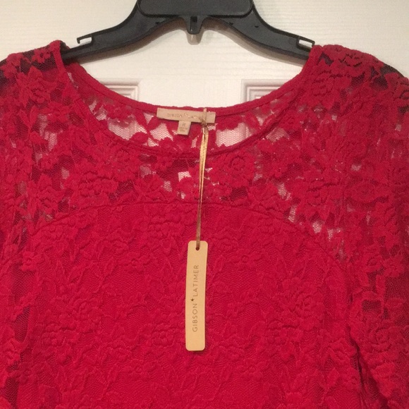 Gibson Latimer Red Lace Dress - Picture 2 of 2