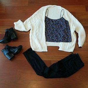 Black Floral Cami with Front Pocket