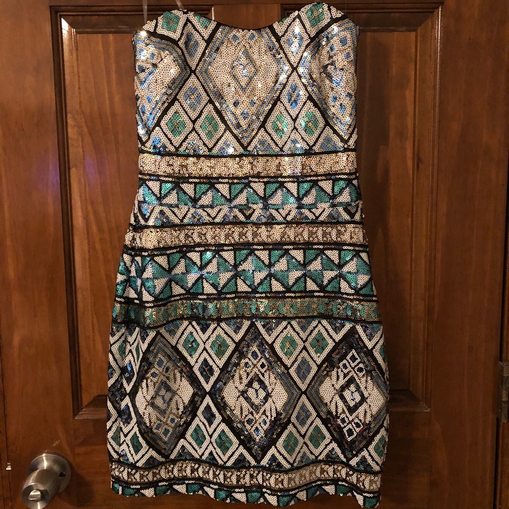 NWT strapless sequin dress (Body Central)