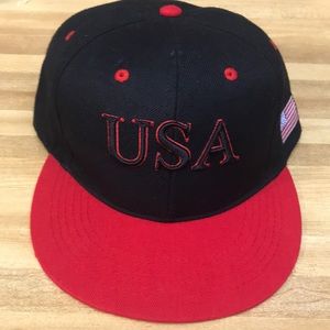 Custom Red and Black USA hat