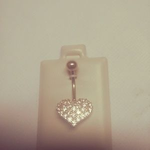 10k real gold belly ring heart with cz new