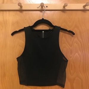 ❌SOLD❌ Forever 21 black/ black mesh sleeveless crop top.