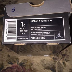 All Black Jordan 4 Retro Size 1C