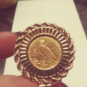 22k 2 1/2 dollar piece with 18k rope indian head c