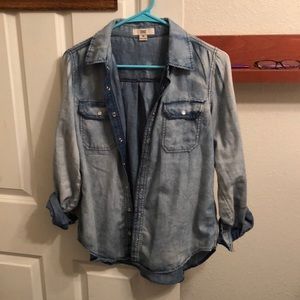 GENTLY used jean button up, size medium