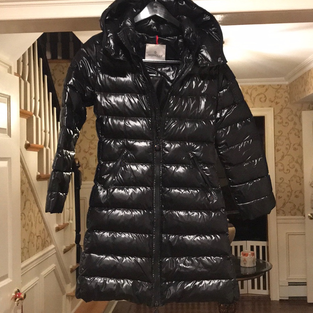 Moncler Girls Black Moka Jacket.