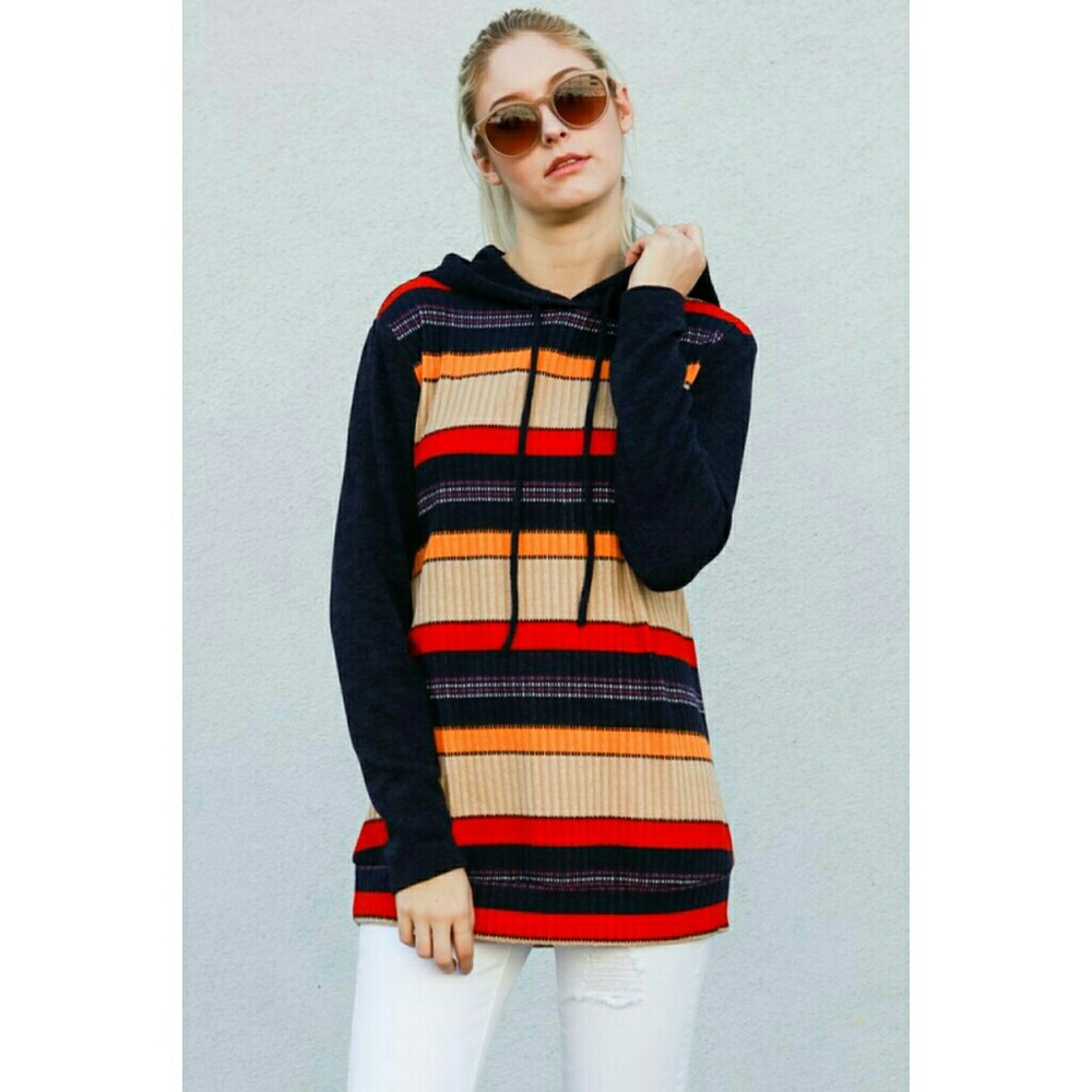 Stripe print hoodie
