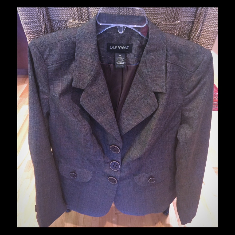 Brown Plaid Jacket Plus Size
