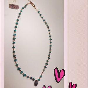 Ela Rae authentic turquoise over RoseGold Necklace