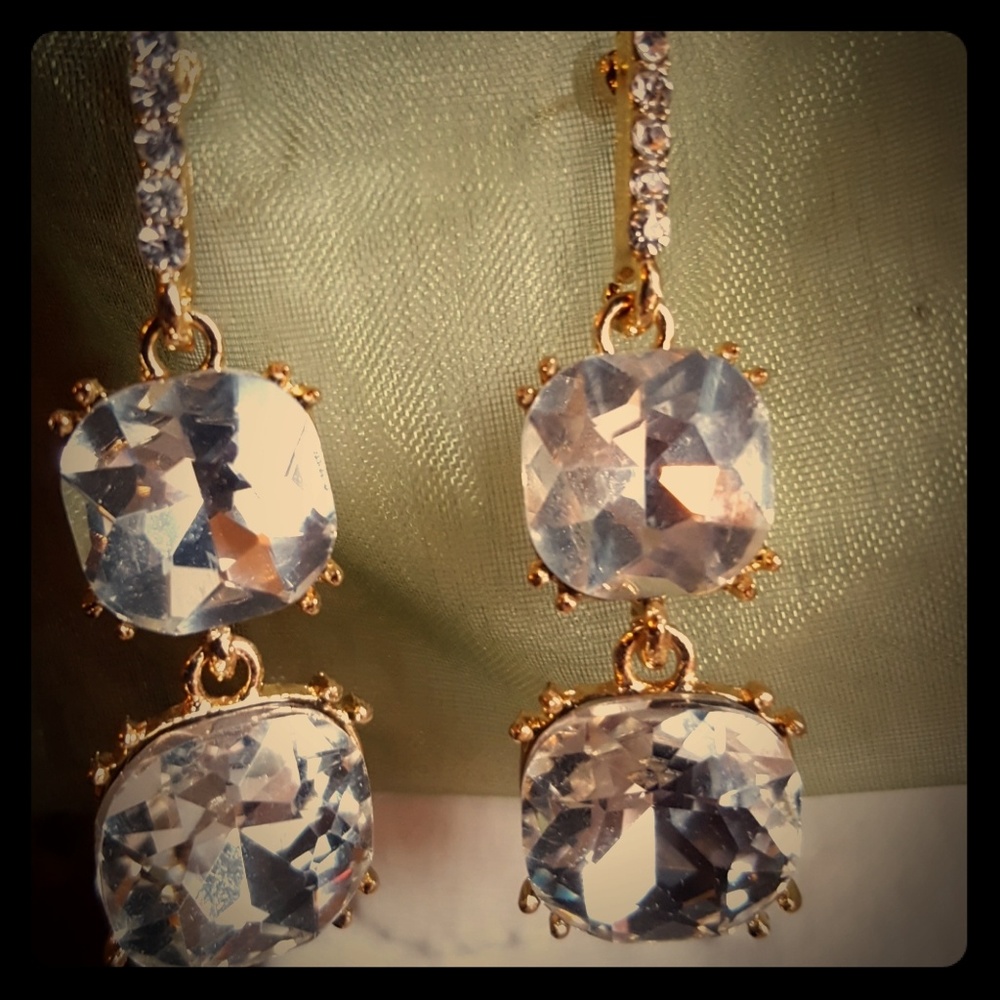 Fancy goldtoned rhinestone earrings.