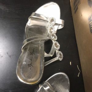 Silver high heels shoes