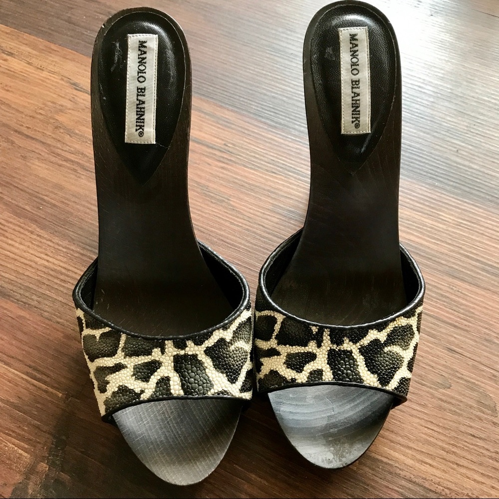 Manolo Blahnik high heel mules hand made in Italy