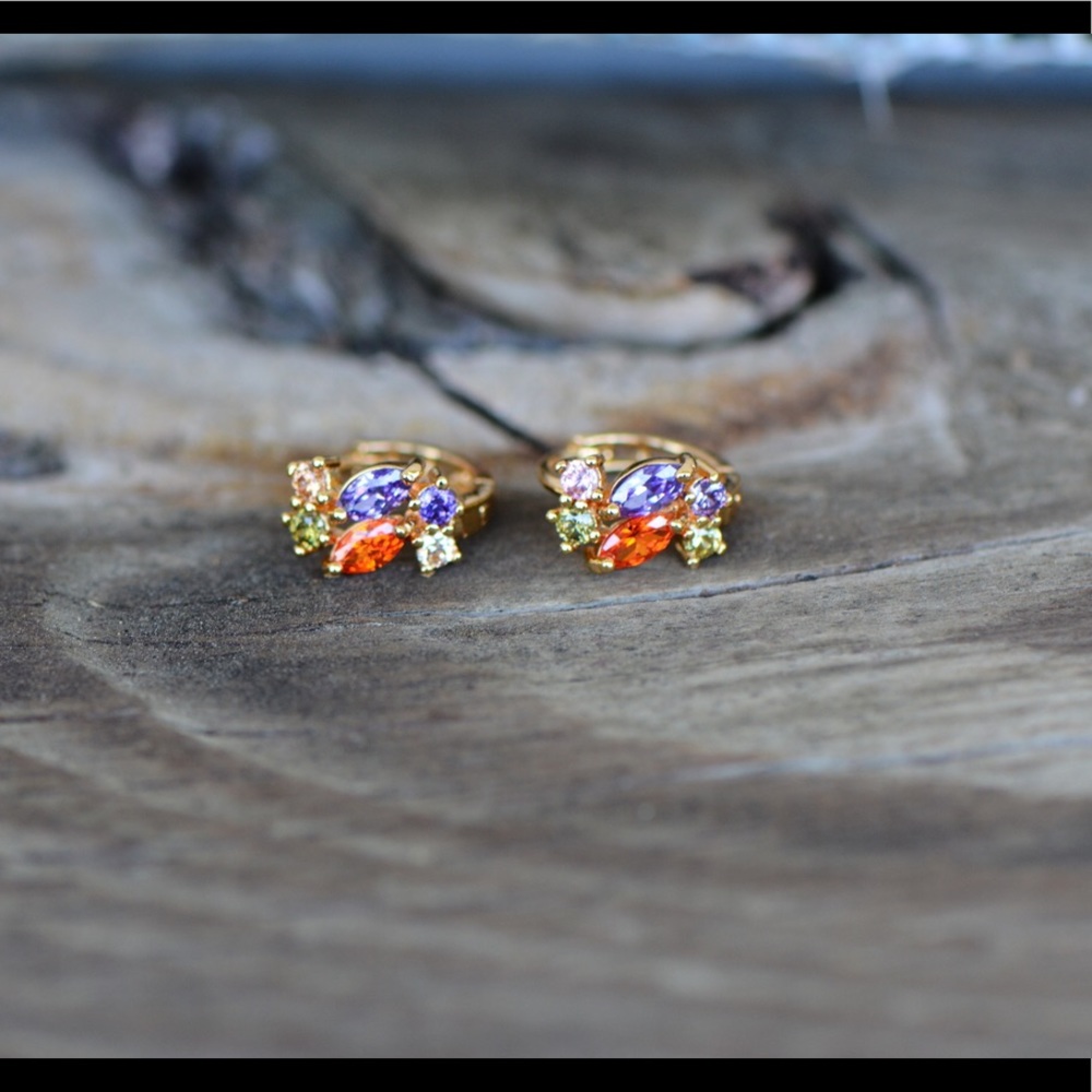 18K Gold Plated Multicolor Zircon AAA Earrings