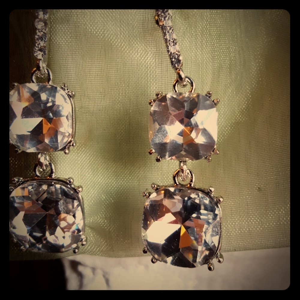 Silvertoned rhinestone earrings
