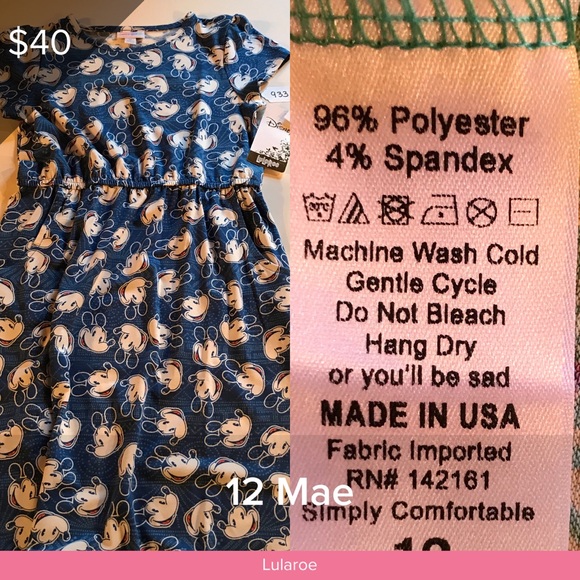 LuLaRoe Other - NWT Lularoe Mae Dress Size 12 Disney Mickey Mouse
