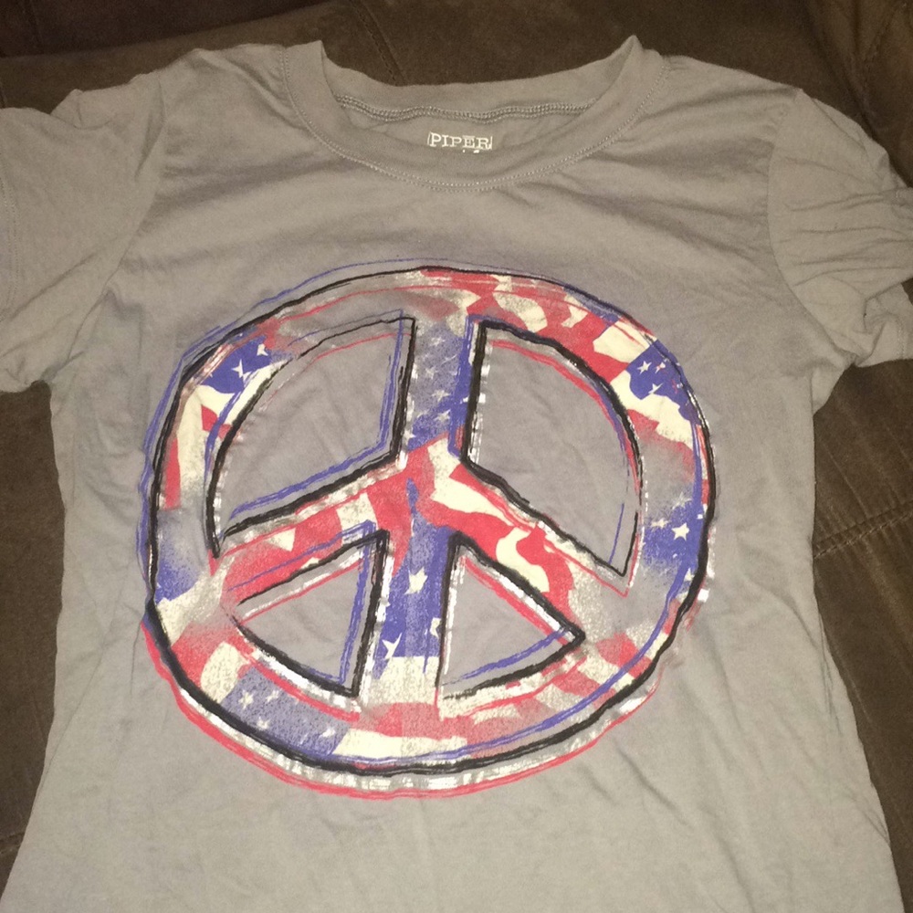 American Flag Peace Symbol Tee