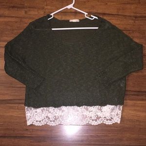 ARMY GREEN LACE SWEATER