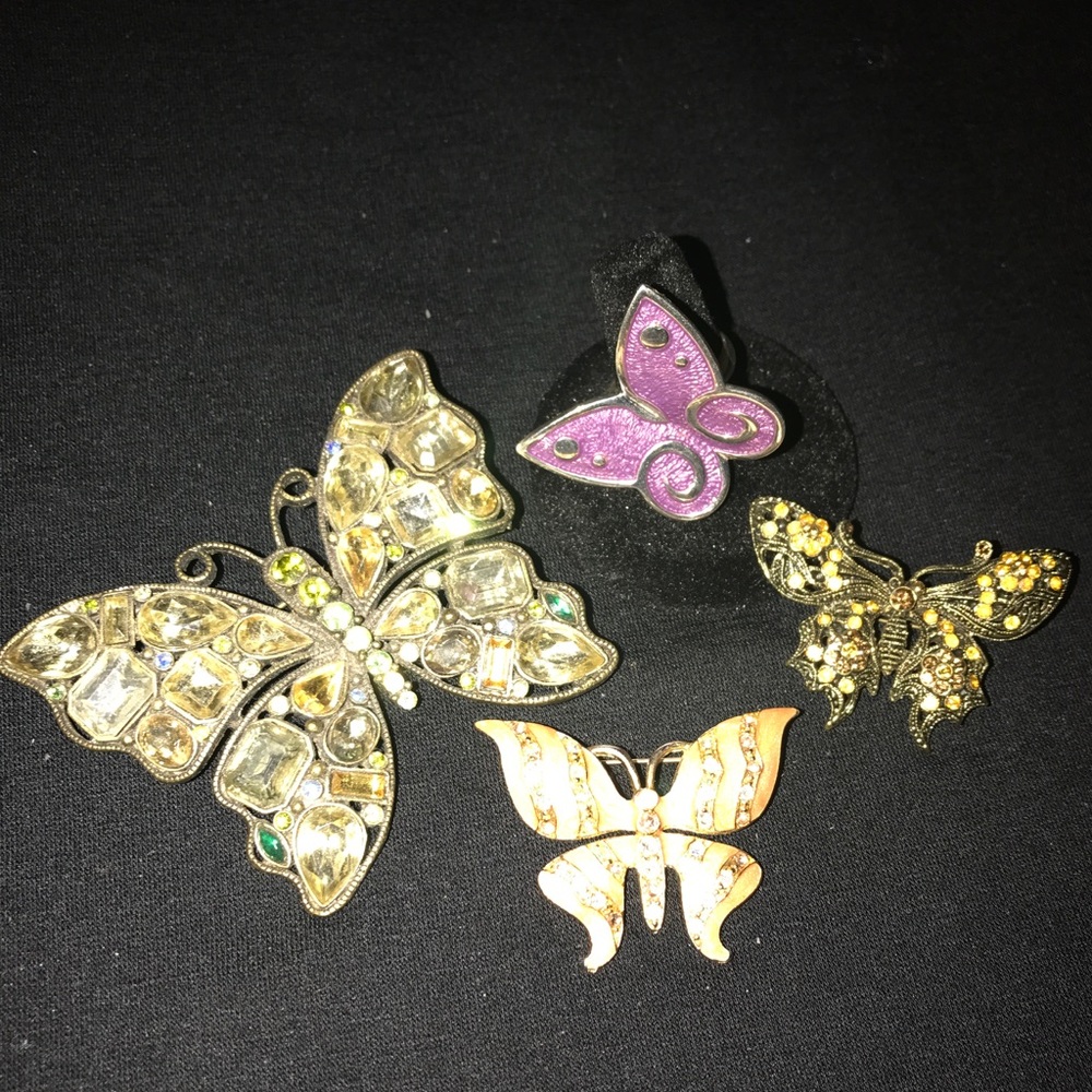 Butterfly Jewelry-3 pins and a ring