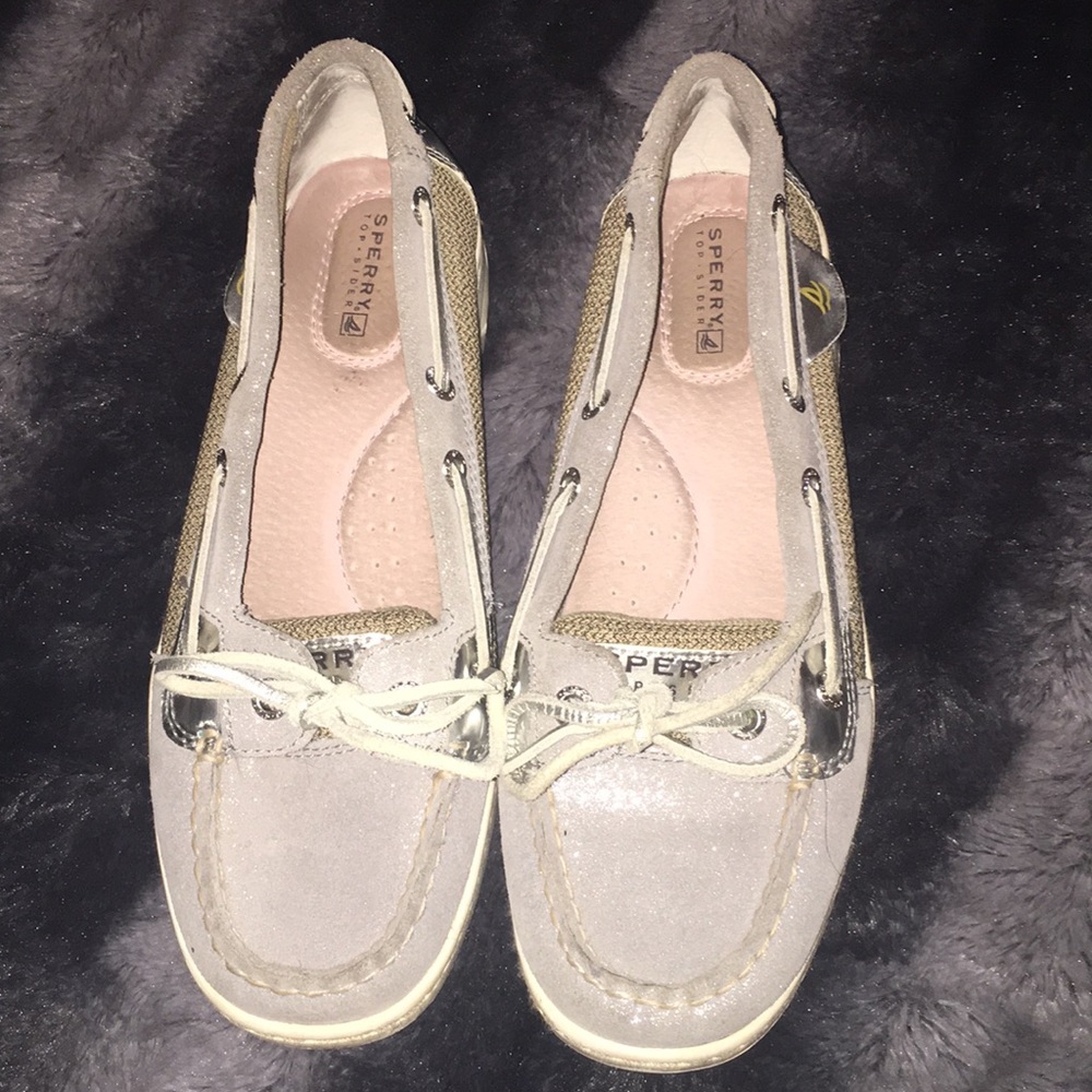 Grey sparkly Sperrys