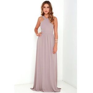 Lulu’s BNWT Taupe Air of Romance Maxi Dress