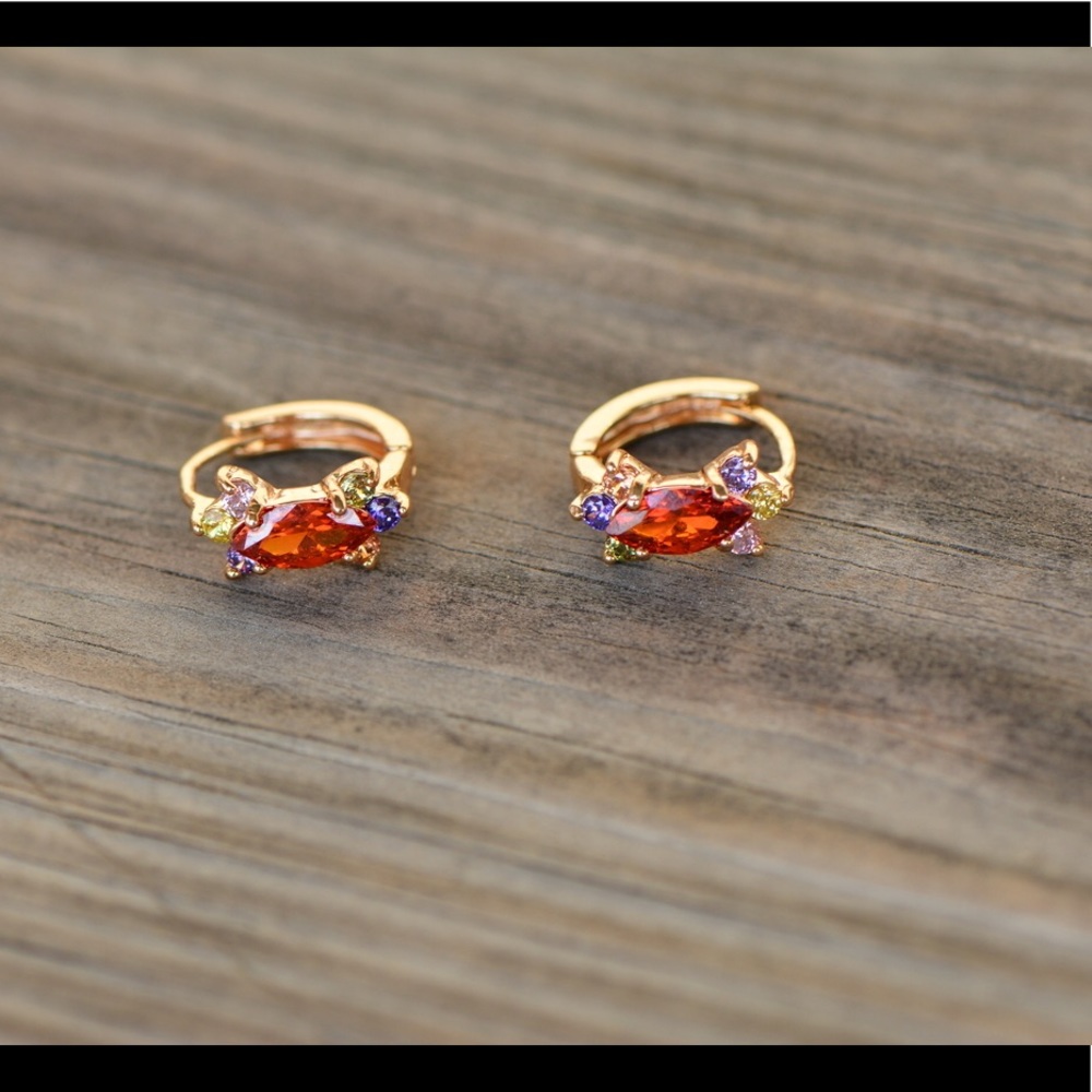 18K Gold Plated Multi color Zircon AAA Earrings