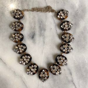 Tortoise shell and crystal statement necklace