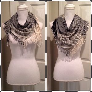 Black and White Fringe Scarf