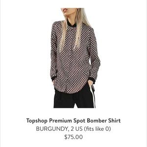 Top shop Burgundy bomber shirt