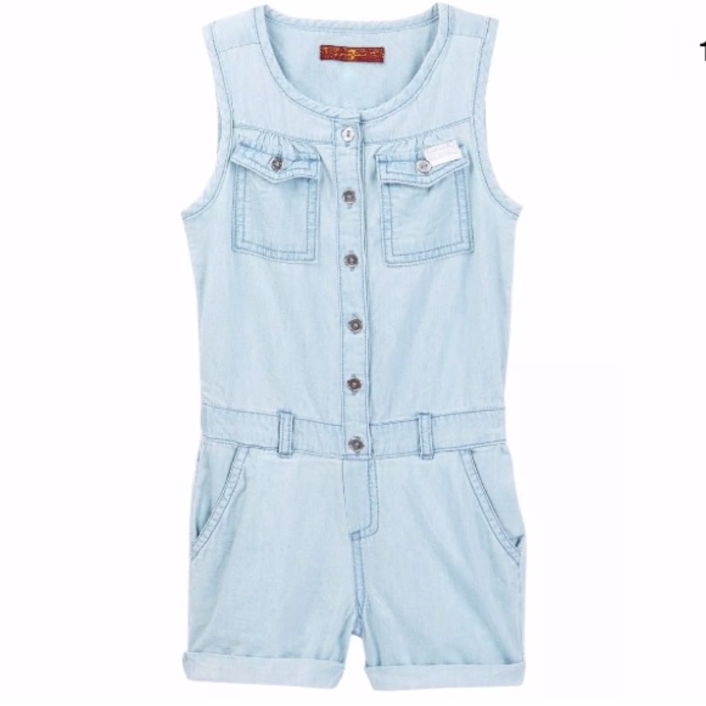 NWT 7 FOR ALL MANKIND GIRLS DENIM ROMPER XL