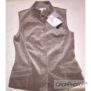 NWT $790 ST JOHN SPORT BROWN CORDUROY VEST, SZ S