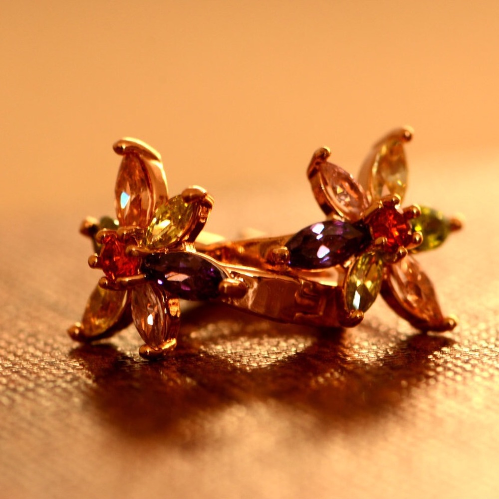 18K Gold Plated Daisy Zircon AAA Designer Earrings