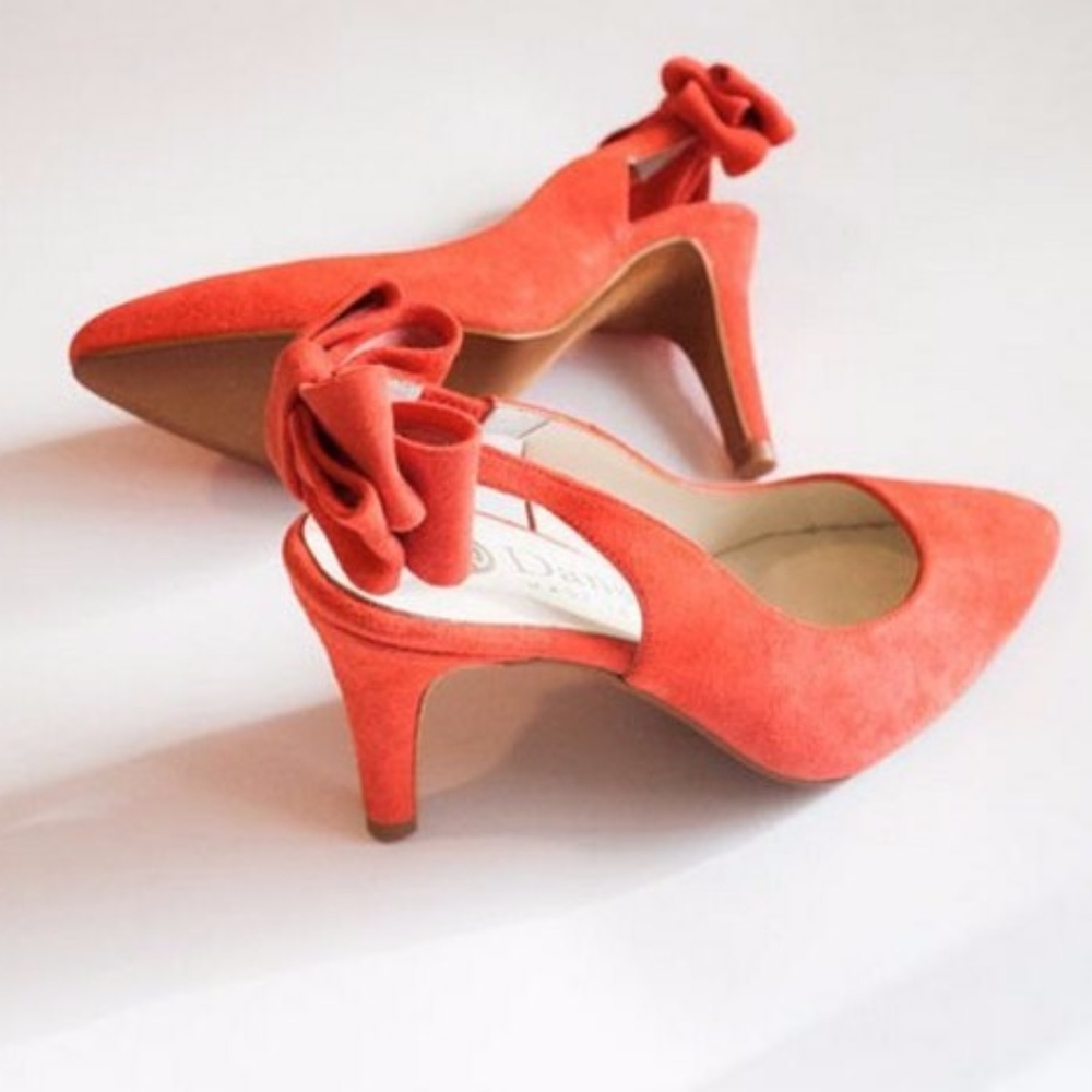 Dansi Suede Coral/Orange Slingback Heels