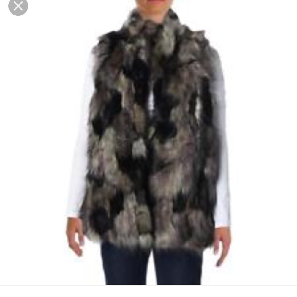 Faux fur vest with hood