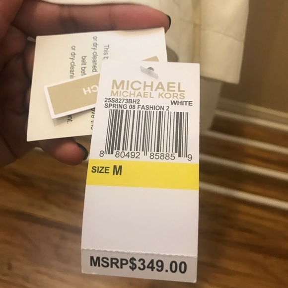 MICHAEL KORS NWT White 3/4 Sleeve Coat - Picture 6 of 6