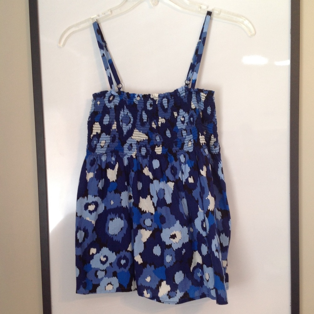 Blue & White Elastic Summer Tank
