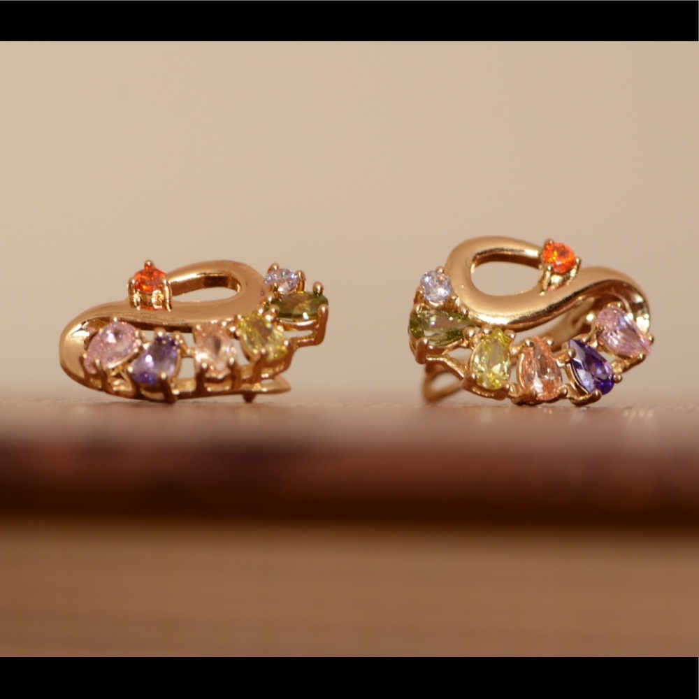 18K Gold Plated Peacock Zircon AAA Brass Earrings
