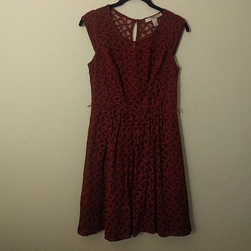Lacey maroon dress