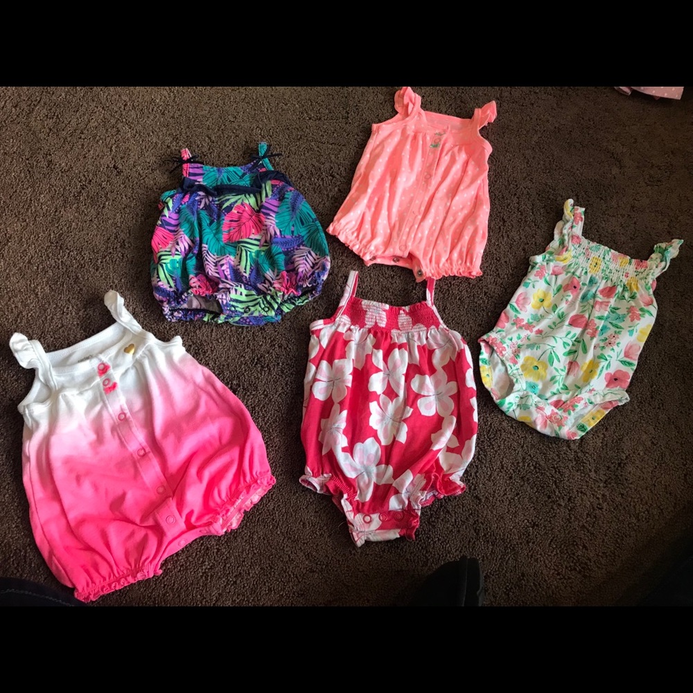 Various baby girl tank top rompers