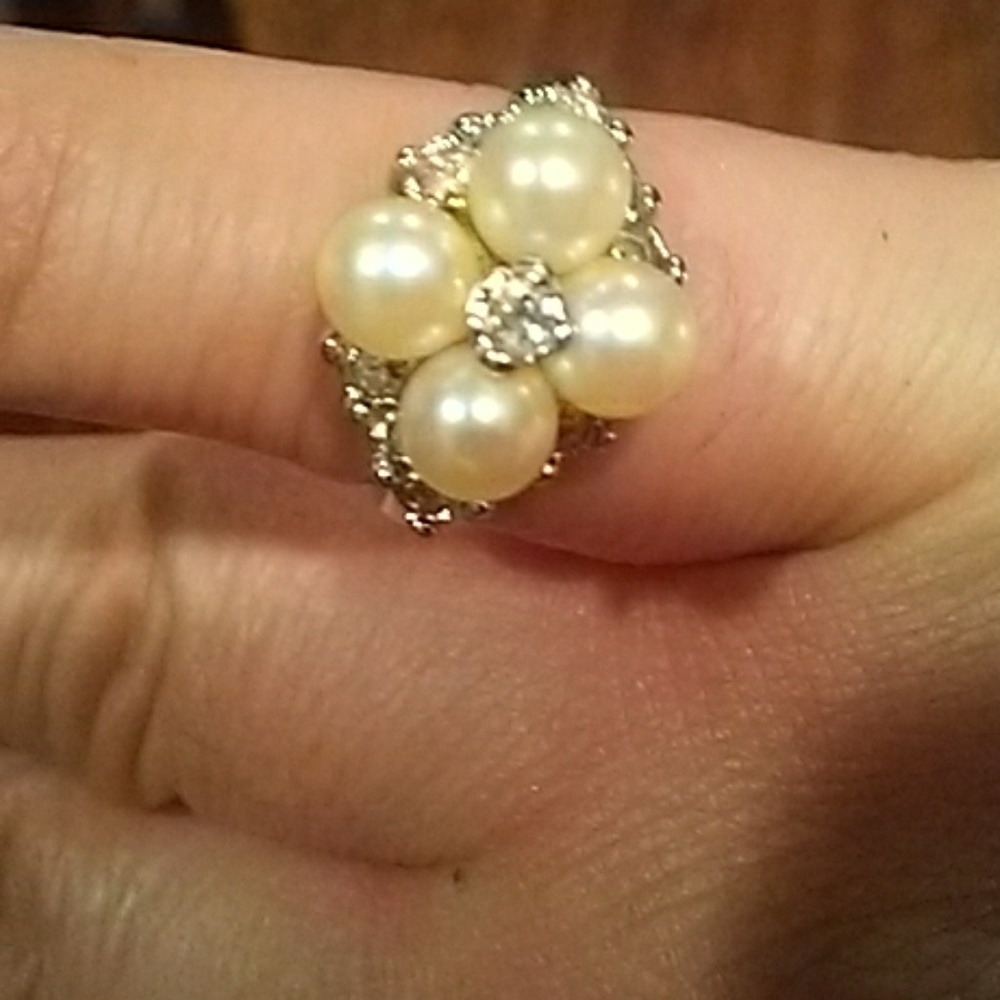 14 k GE faux pearl and rhinestone