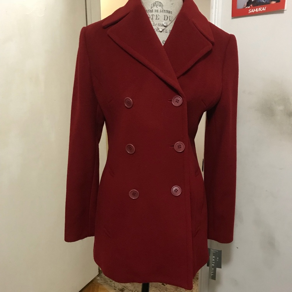 🌹Red Wool Peacoat Coat Beauty 🌹